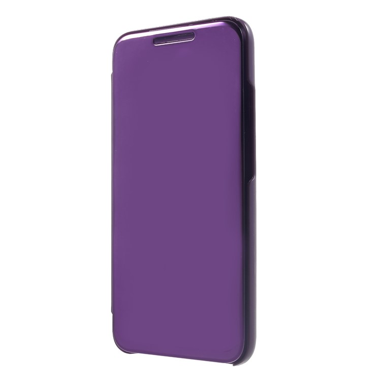 Plated Mirror Surface Leather Cover View Window Phone Shell for Huawei Mate 20 Lite / Maimang 7 - Light Purple-3