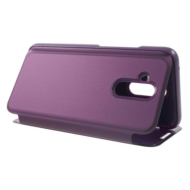 Plated Mirror Surface Leather Cover View Window Phone Shell for Huawei Mate 20 Lite / Maimang 7 - Light Purple-5