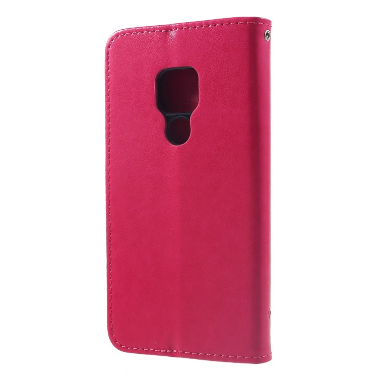Imprint Butterfly Flowers Leather Stand Wallet Folio Case for Huawei Mate 20 - Rose-2