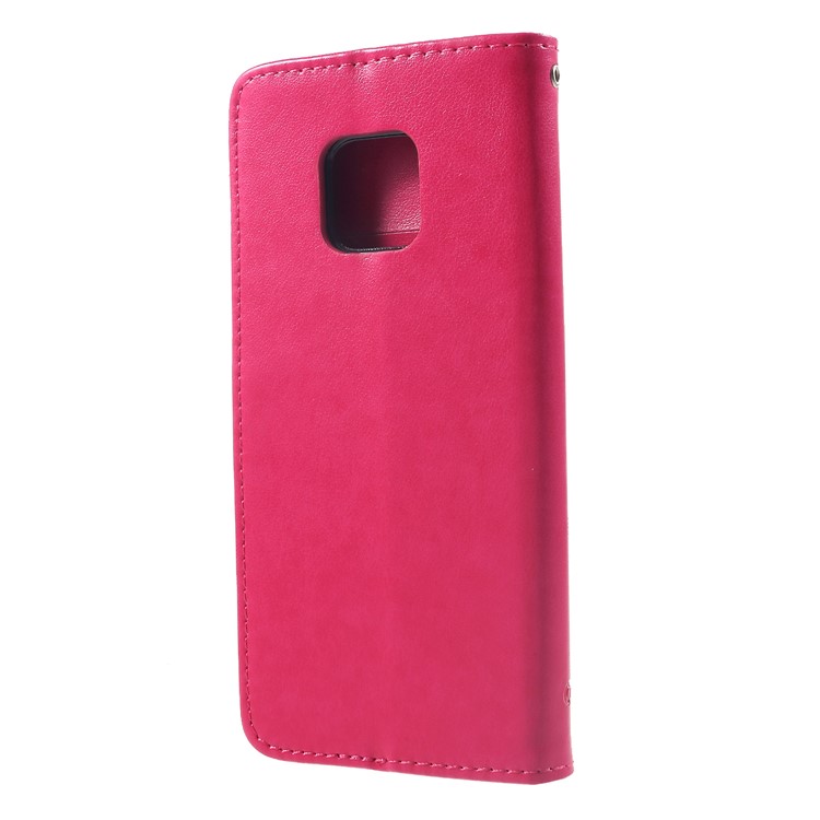 Imprint Butterfly Flowers Leather Stand Wallet Folio Case for Huawei Mate 20 Pro - Rose-2