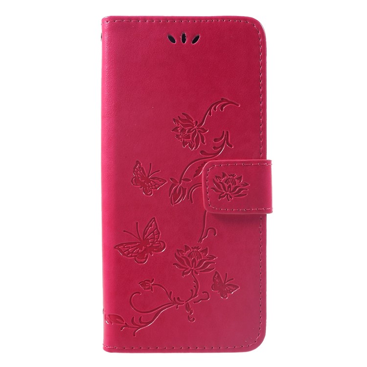 Imprint Butterfly Flowers Leather Stand Wallet Folio Case for Huawei Mate 20 Pro - Rose-3