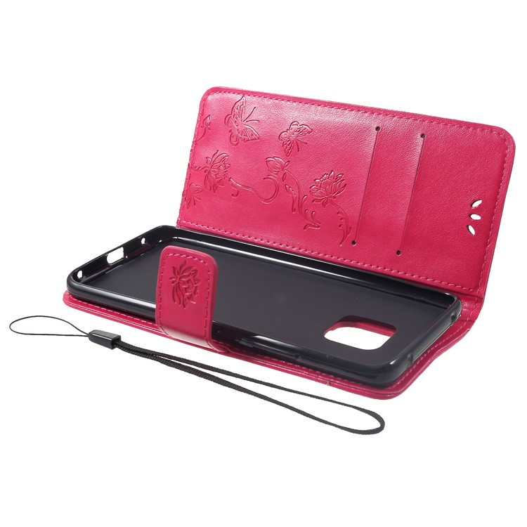 Imprint Butterfly Flowers Leather Stand Wallet Folio Case for Huawei Mate 20 Pro - Rose-5
