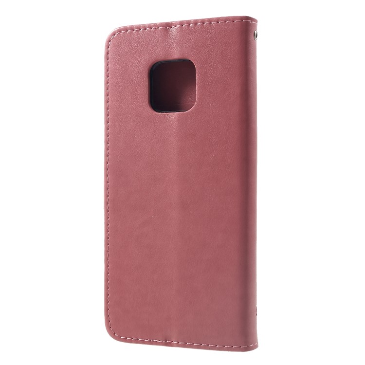 Imprint Butterfly Flowers Leather Stand Wallet Folio Casing for Huawei Mate 20 Pro - Rose Gold-2