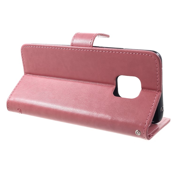 Imprint Butterfly Flowers Leather Stand Wallet Folio Casing for Huawei Mate 20 Pro - Rose Gold-4