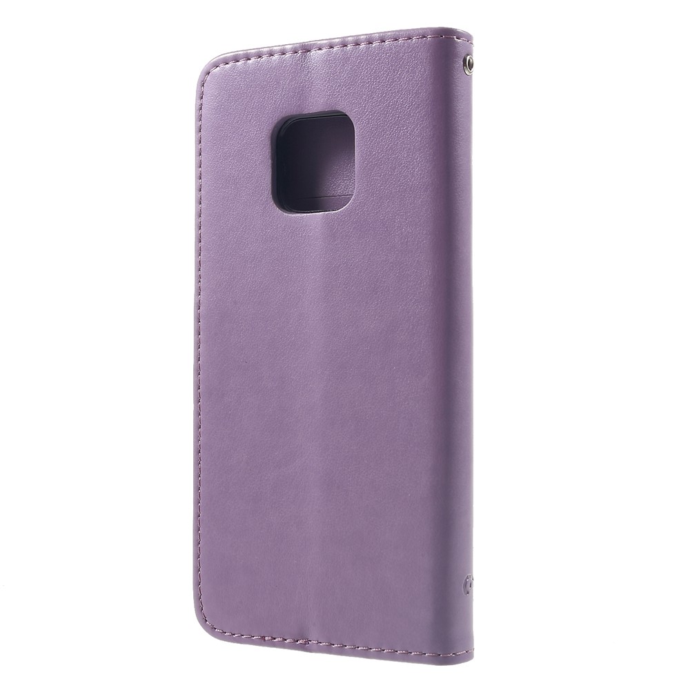 Imprint Butterfly Flowers Leather Stand Wallet Folio Protective Case for Huawei Mate 20 Pro - Light Purple-2