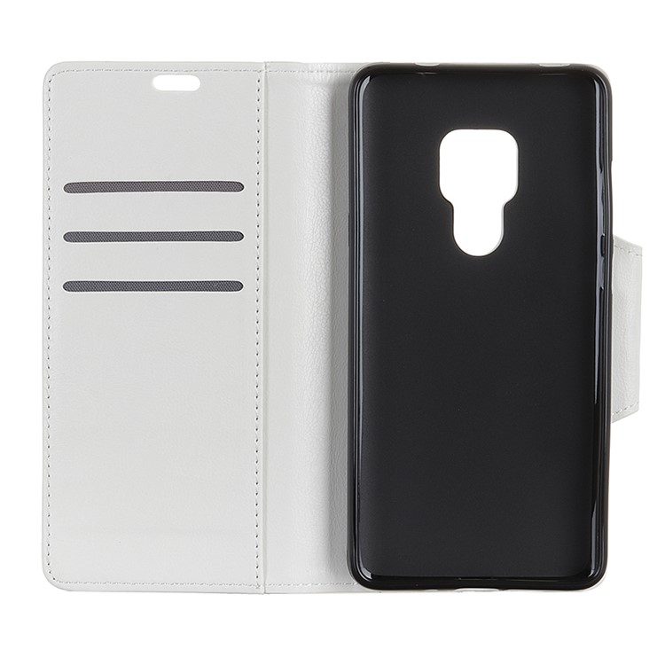 For Huawei Mate 20 Textured PU Leather Wallet Phone Cover with Stand - White-4