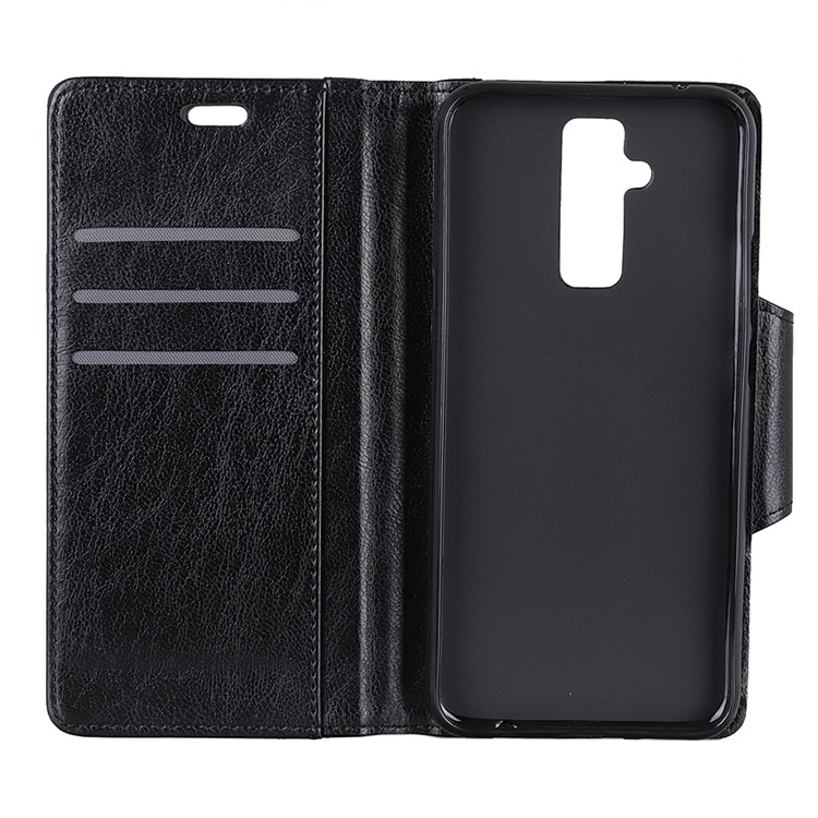 Glossy PU Leather Wallet Case for Huawei Mate 20 Lite - Black-3