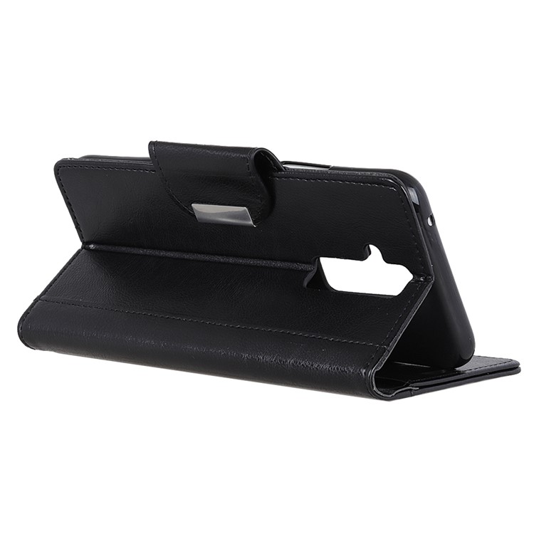Glossy PU Leather Wallet Case for Huawei Mate 20 Lite - Black-4