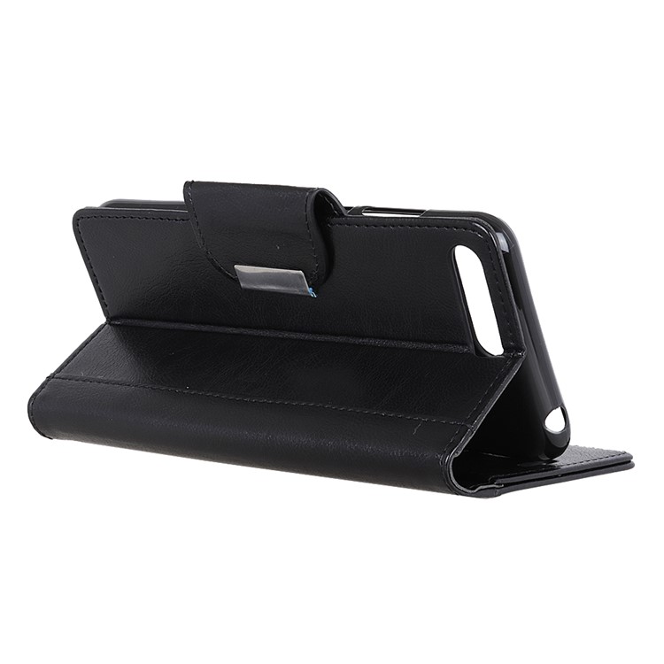 For Huawei Y6 (2018) / Honor 7A (without Fingerprint Sensor) Textured PU Leather Wallet Phone Case Cover with Stand - Black-3