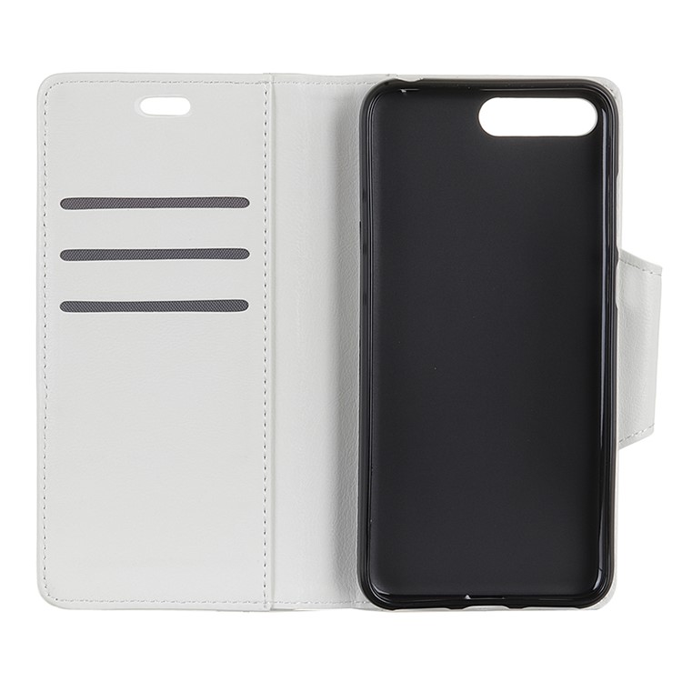 For Huawei Y6 (2018) / Honor 7A (without Fingerprint Sensor) Textured PU Leather Wallet Mobile Protection Case Shell with Stand - White-2
