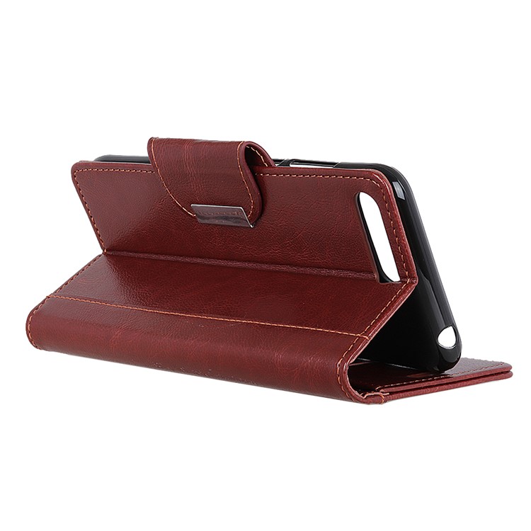 For Huawei Y6 (2018) / Honor 7A (without Fingerprint Sensor) Textured PU Leather Wallet Phone Magnetic Case with Stand - Red-7