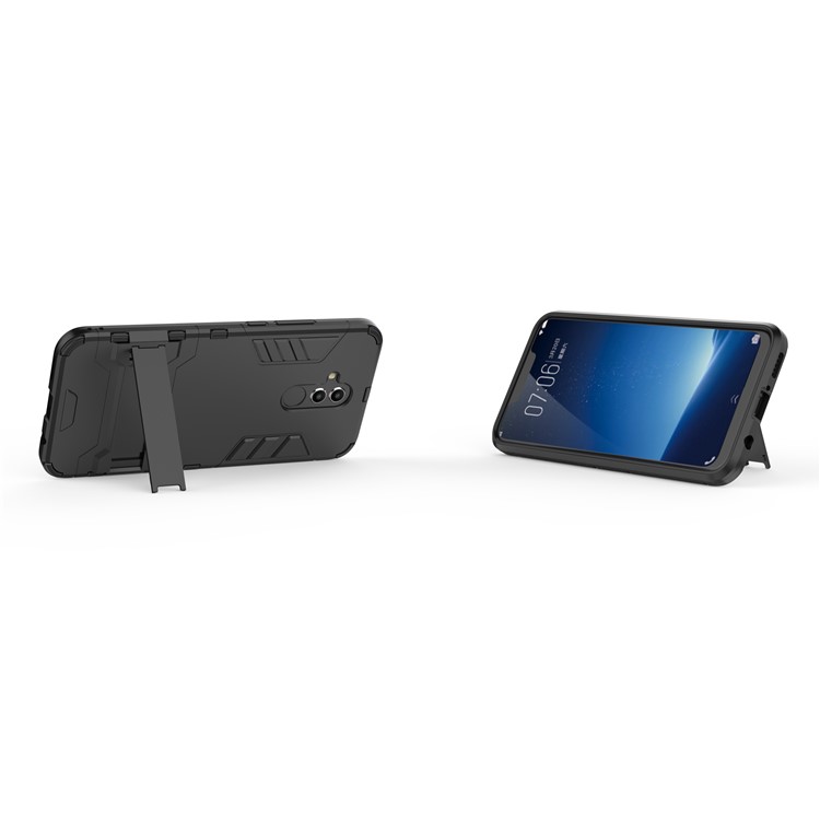 Cool Guard PC TPU Hybrid -mobiltelefonkoffer Mit Kickstand Für Huawei Mate 20 Lite - Schwarz