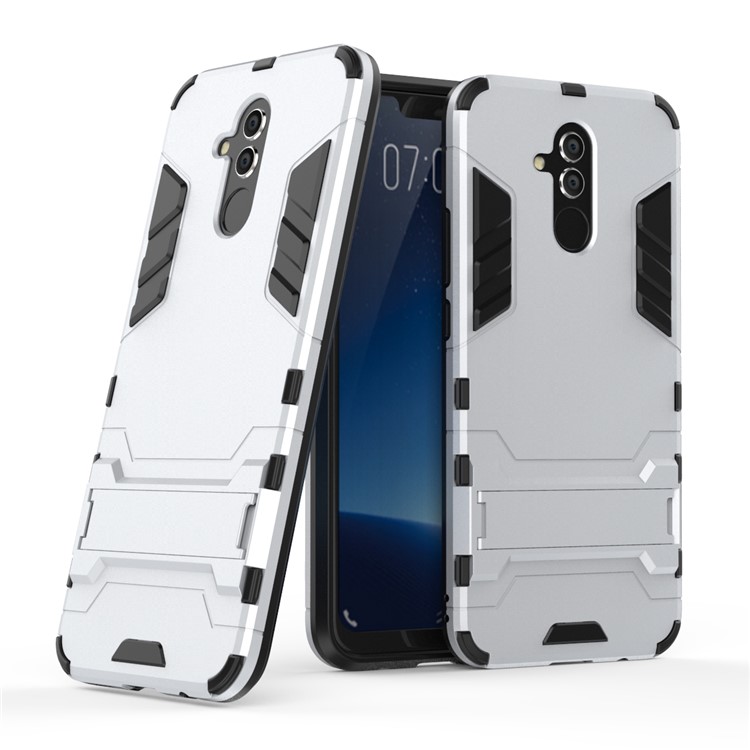 Cool Guard PC TPU Hybrid Mobile Phone Casing with Kickstand for Huawei Mate 20 Lite - Silver-1