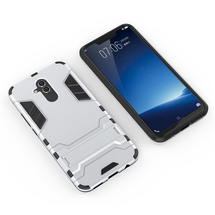 Cool Guard PC TPU Hybrid Mobile Phone Casing with Kickstand for Huawei Mate 20 Lite - Silver-3