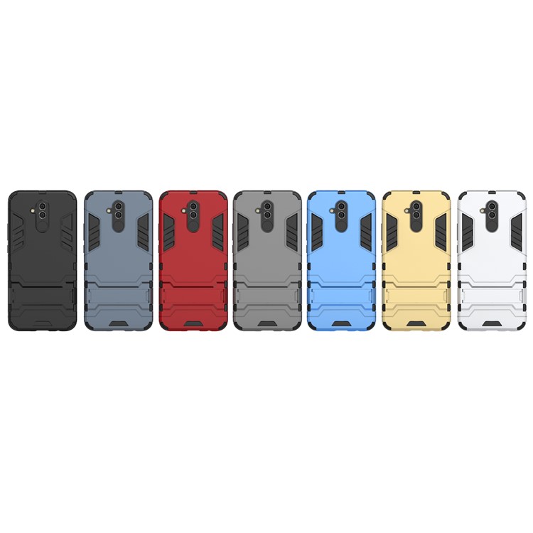 Cool Guard PC TPU Hybrid Mobile Phone Casing with Kickstand for Huawei Mate 20 Lite - Silver-6
