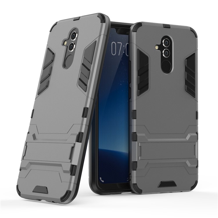 Cool Guard PC TPU Hybrid Mobile Phone Shell with Kickstand for Huawei Mate 20 Lite - Grey-1