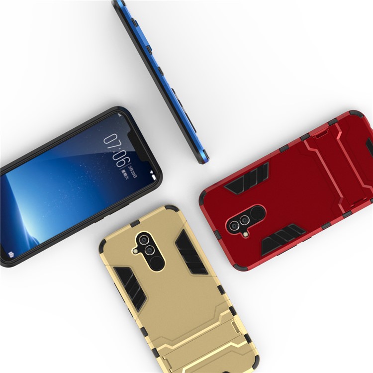 Cool Guard PC TPU Hybrid Mobile Phone Cover with Kickstand for Huawei Mate 20 Lite - Red-6