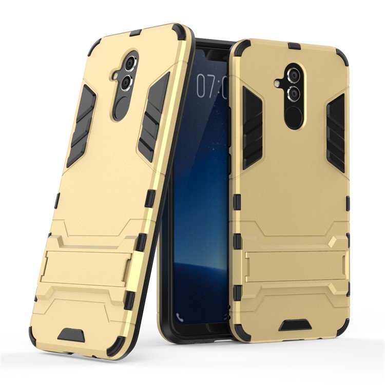 Cool Guard PC TPU Hybrid Mobile Phone Casing Shell with Kickstand for Huawei Mate 20 Lite - Gold-1