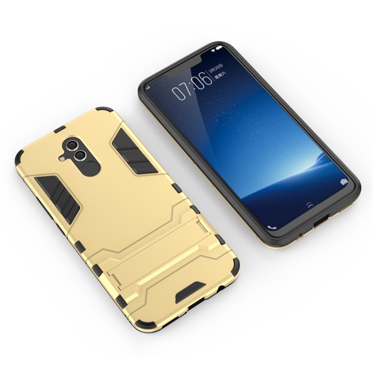 Cool Guard PC TPU Hybrid Mobile Phone Casing Shell with Kickstand for Huawei Mate 20 Lite - Gold-3