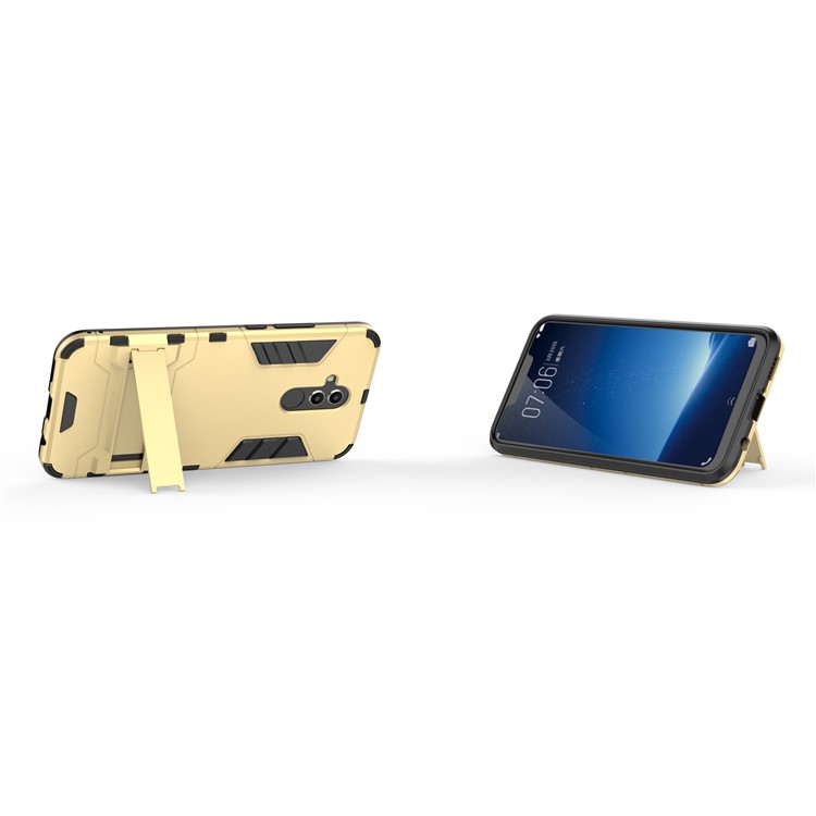 Cool Guard PC TPU Hybrid Mobile Phone Casing Shell with Kickstand for Huawei Mate 20 Lite - Gold-5