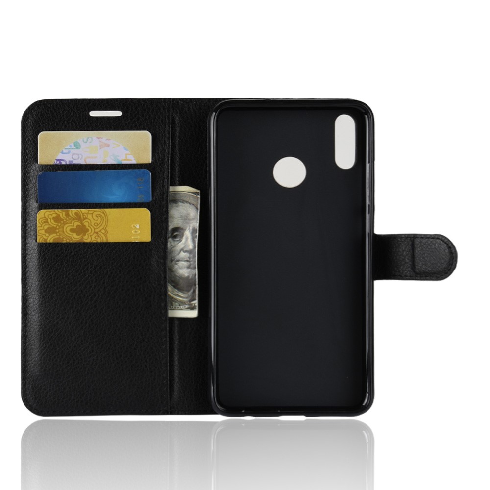 Funda De Cuero Para Móvil Con Soporte De Billetera De Textura Litchi Para Huawei Honor 8X / Vista De Honor 10 Lite - Negro-3