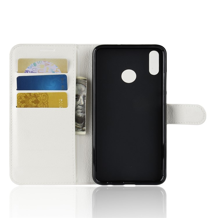 Litchi Texture Wallet Stand Leather Mobile Phone Cover for Huawei Honor 8X / Honor View 10 Lite - White-3