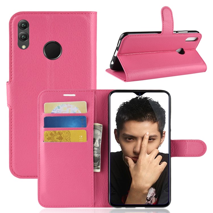 Litchi Texture Wallet Stand Leather Cellphone Cover for Huawei Honor 8X / Honor View 10 Lite - Rose-1