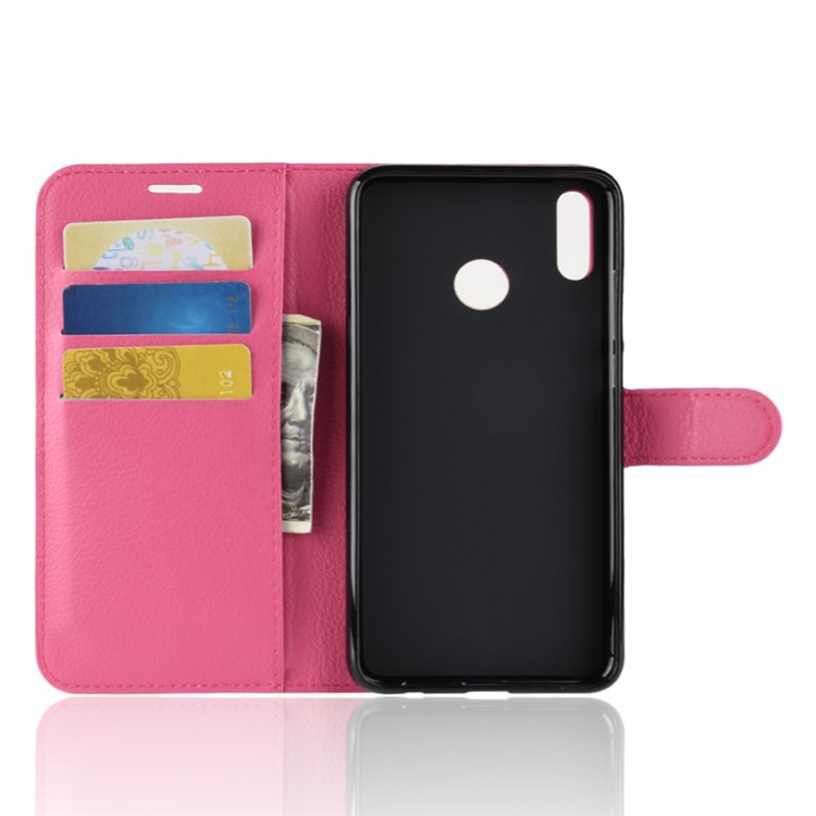 Litchi Texture Wallet Stand Leather Cellphone Cover for Huawei Honor 8X / Honor View 10 Lite - Rose-3