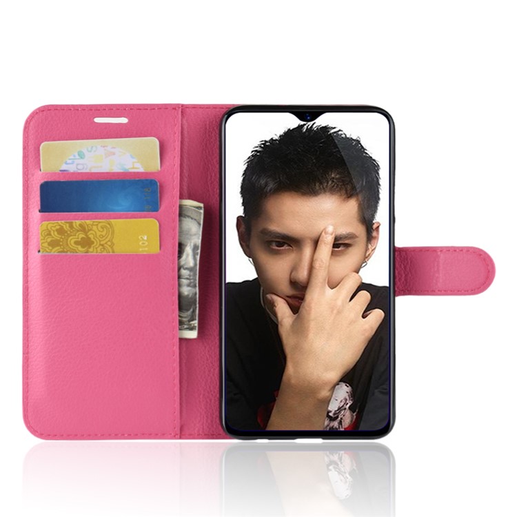 Litchi Texture Wallet Stand Leather Cellphone Cover for Huawei Honor 8X / Honor View 10 Lite - Rose-4