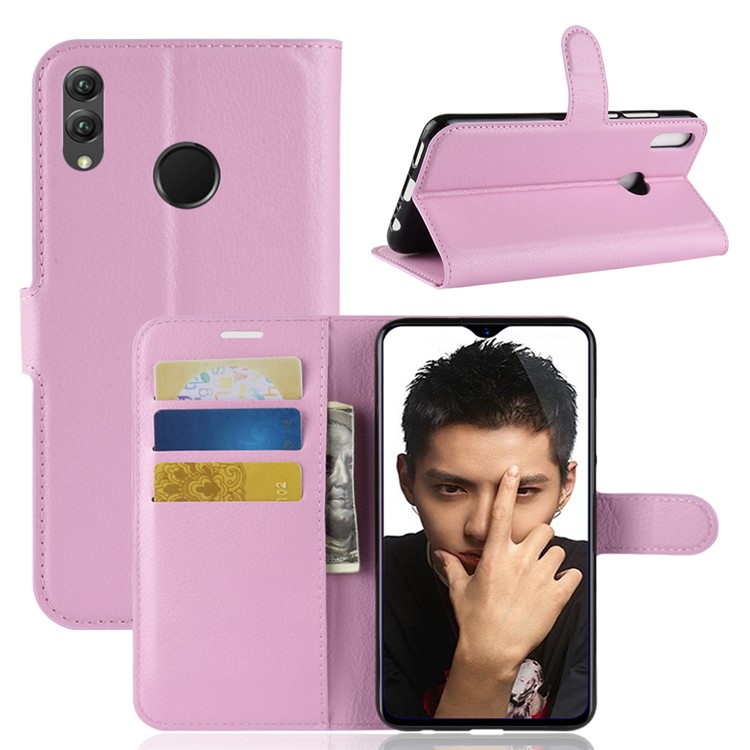 Funda Para Móvil De Cuero Con Soporte De Billetera Con Textura Litchi Para Huawei Honor 8X / Vista De Honor 10 Lite - Rosado-1