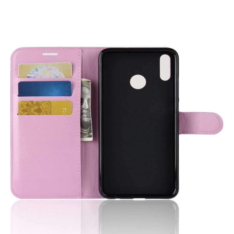 Funda Para Móvil De Cuero Con Soporte De Billetera Con Textura Litchi Para Huawei Honor 8X / Vista De Honor 10 Lite - Rosado-3