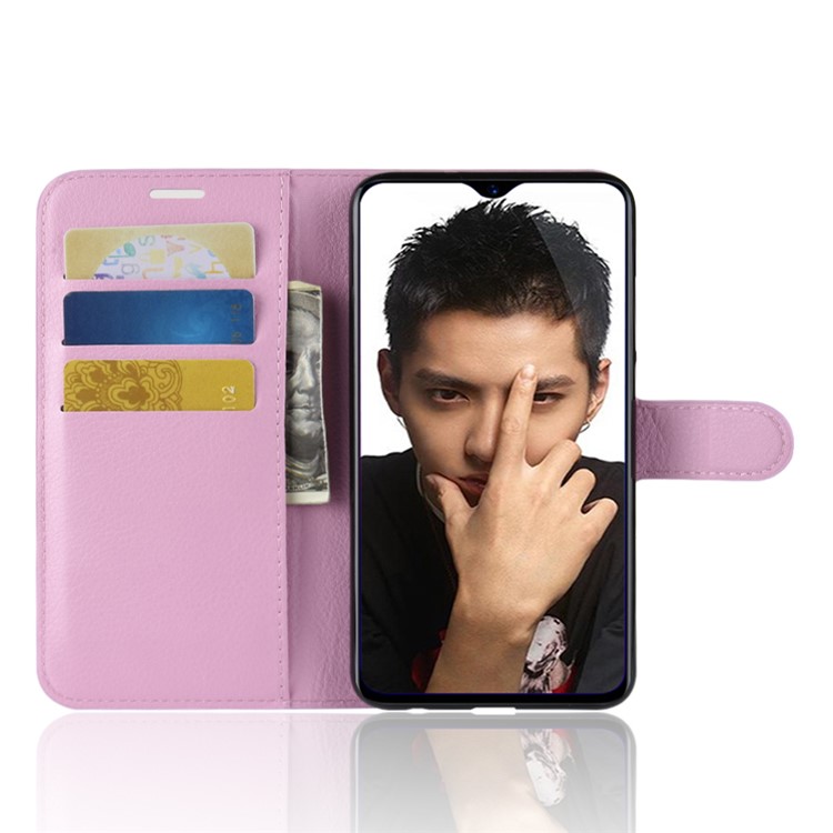 Funda Para Móvil De Cuero Con Soporte De Billetera Con Textura Litchi Para Huawei Honor 8X / Vista De Honor 10 Lite - Rosado-4