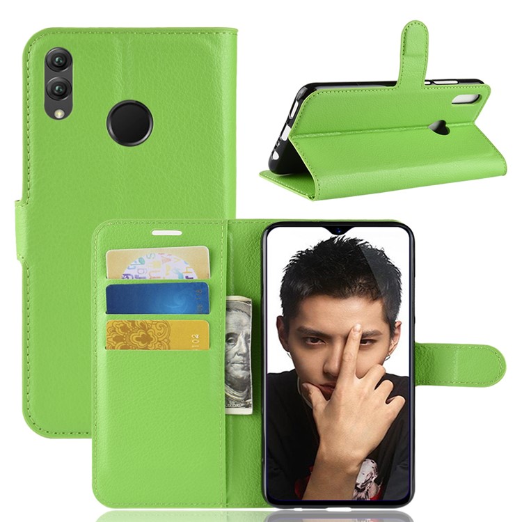 Litchi Texture Wallet Stand Leather Accessory Cover for Huawei Honor 8X / Honor View 10 Lite - Green-1