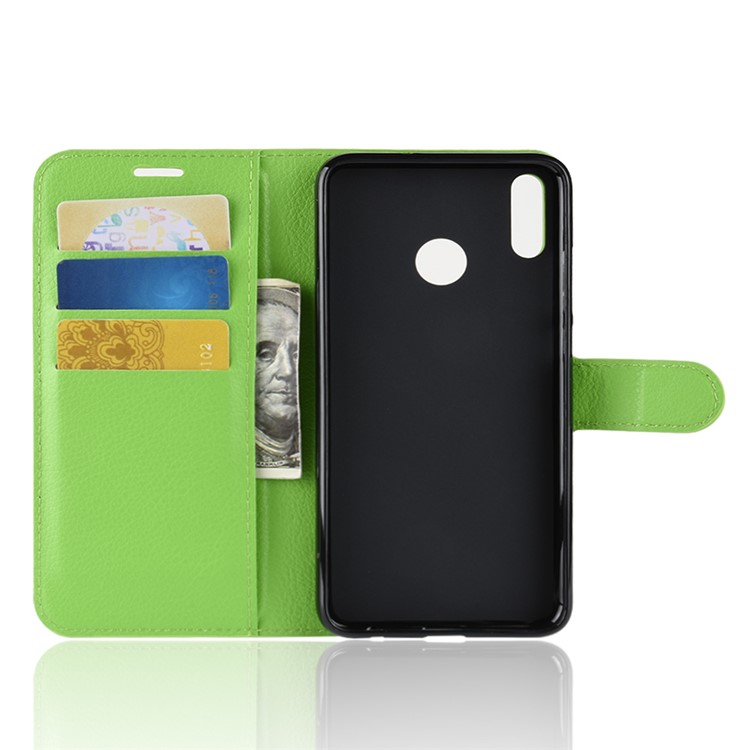 Litchi Texture Wallet Stand Leather Accessory Cover for Huawei Honor 8X / Honor View 10 Lite - Green-3