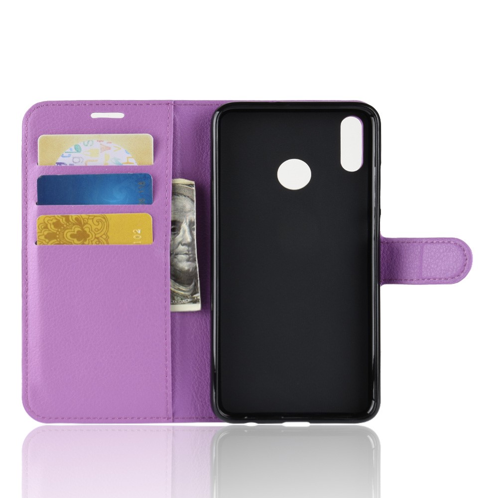 Para Huawei Honor 8x / Honor View 10 Caso Lite / Litchi Texture Wallet Stand Couro Capa Móvel - Roxo