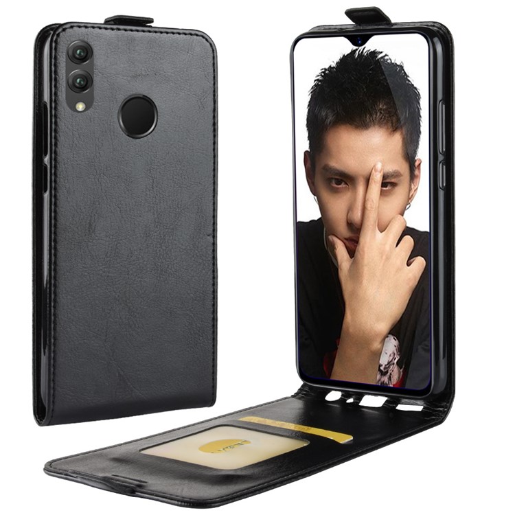 Crazy Horse Texture Vertical Flip Leather Phone Case with Card Slot for Huawei Honor 8X - Black-1