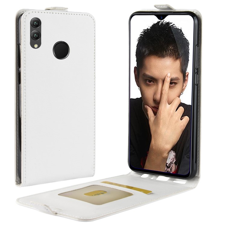 Crazy Horse Texture Vertical Flip Leather Protection Case with Card Slot for Huawei Honor 8X - White-1