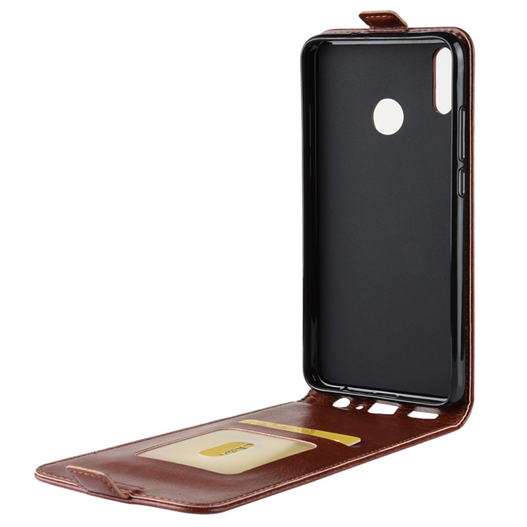 Crazy Horse Texture Vertical Flip Leather Mobile Shell with Card Slot for Huawei Honor 8X - Brown-10