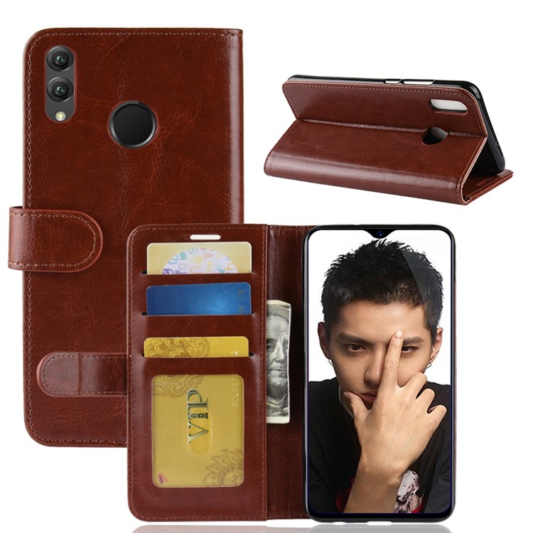 Crazy Horse Texture Wallet Stand Leather Magnetic Mobile Cover for Huawei Honor 8X - Brown-1