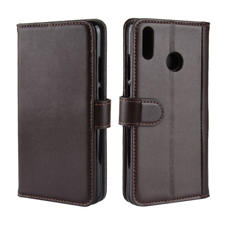 Titular Do Cartão De Couro Split Genuíno Suporte De Proteção Caixa Magnética Para Huawei Honor 8X - Castanho-2