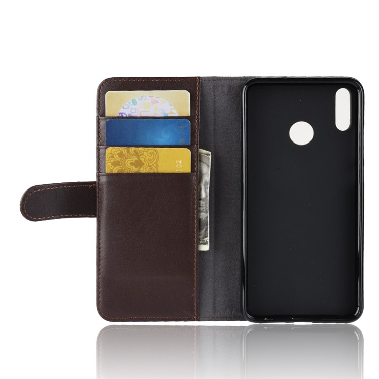 Titular Do Cartão De Couro Split Genuíno Suporte De Proteção Caixa Magnética Para Huawei Honor 8X - Castanho-5