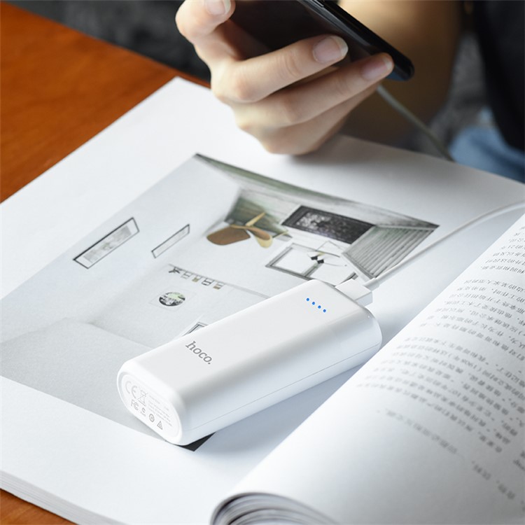 HOCO B35A Portable 5200mAh External Battery Charger Power Bank with LED Indicator - White-5
