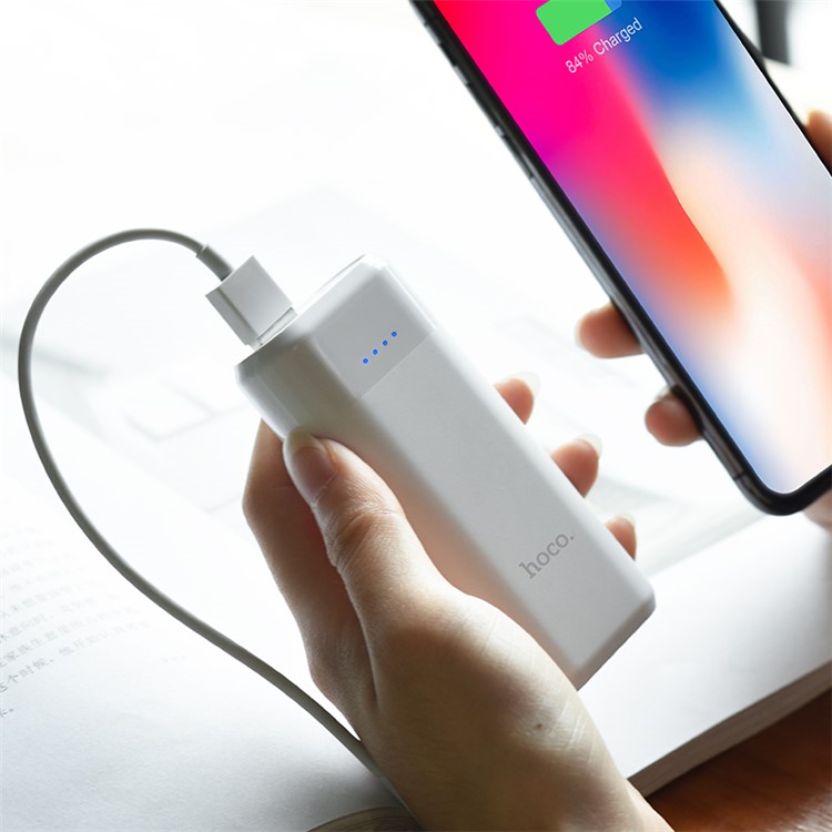HOCO B35A Portable 5200mAh External Battery Charger Power Bank with LED Indicator - White-6