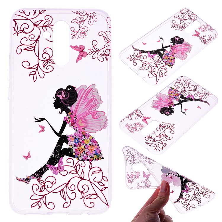 Pattern Printing TPU Phone Shell Case for Huawei Mate 20 Lite - Flowered Beauty-1