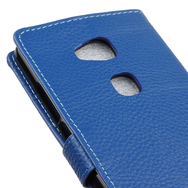 Litchi Genuine Leather Wallet Phone Case for Huawei Honor Play 5X / Honor 5X - Blue-3