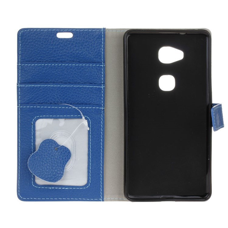 Litchi Genuine Leather Wallet Phone Case for Huawei Honor Play 5X / Honor 5X - Blue-4