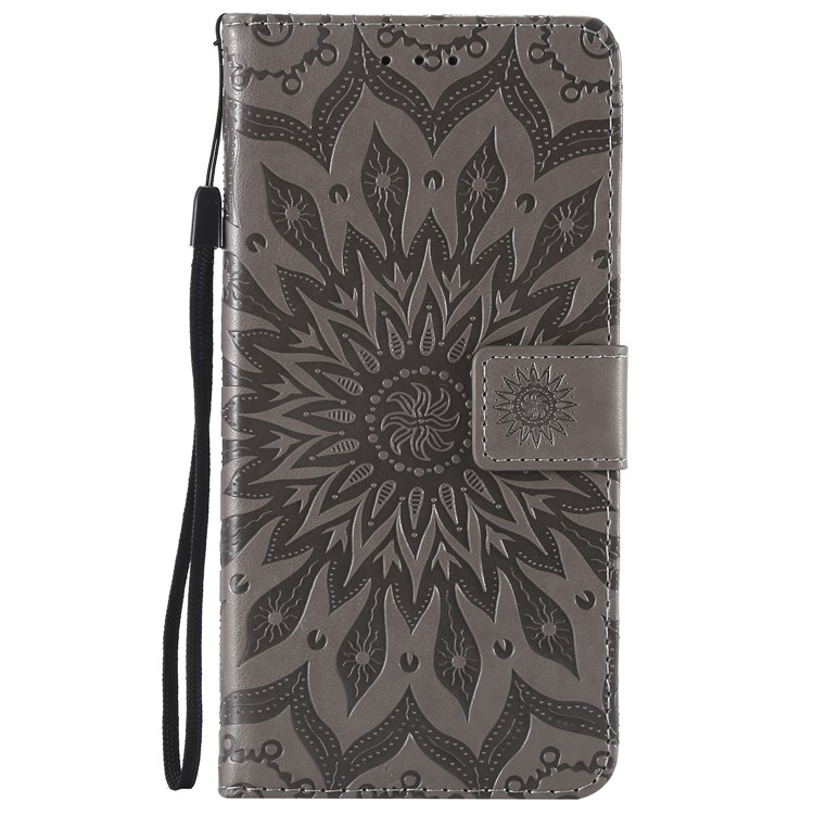 Imprint Sunflower PU Leather Wallet Magnetic Stand Case for Huawei Mate 20 Lite - Grey-2