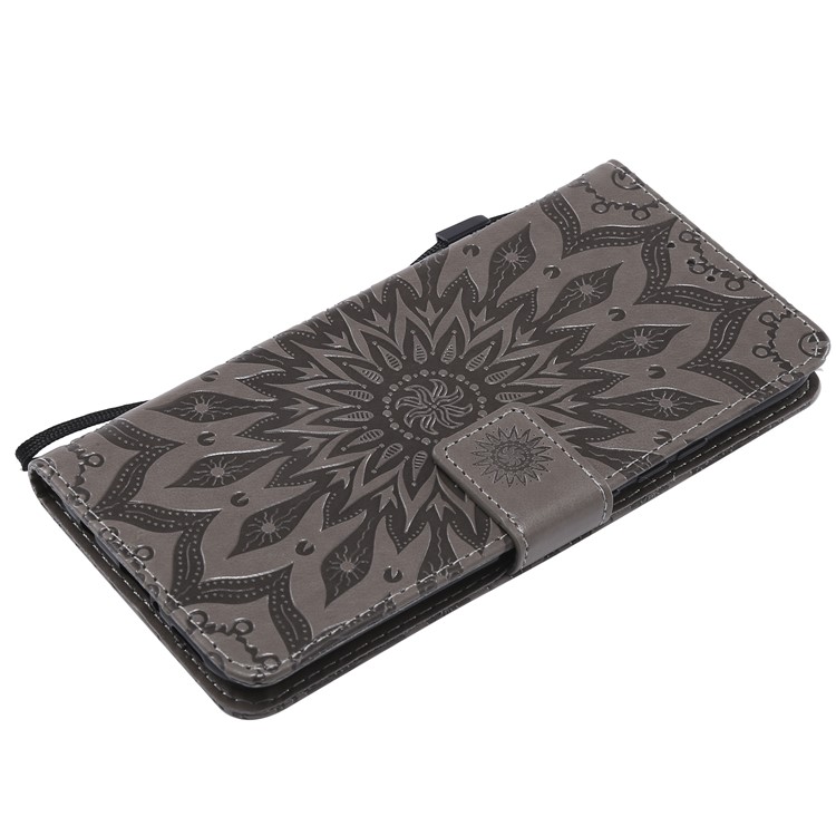Imprint Sunflower PU Leather Wallet Magnetic Stand Case for Huawei Mate 20 Lite - Grey-7