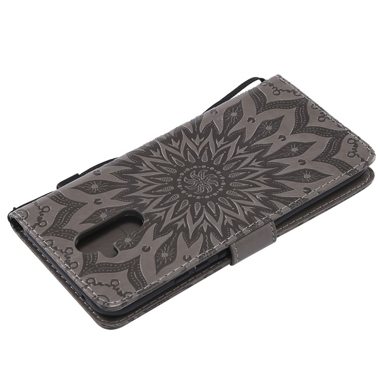 Imprint Sunflower PU Leather Wallet Magnetic Stand Case for Huawei Mate 20 Lite - Grey-8