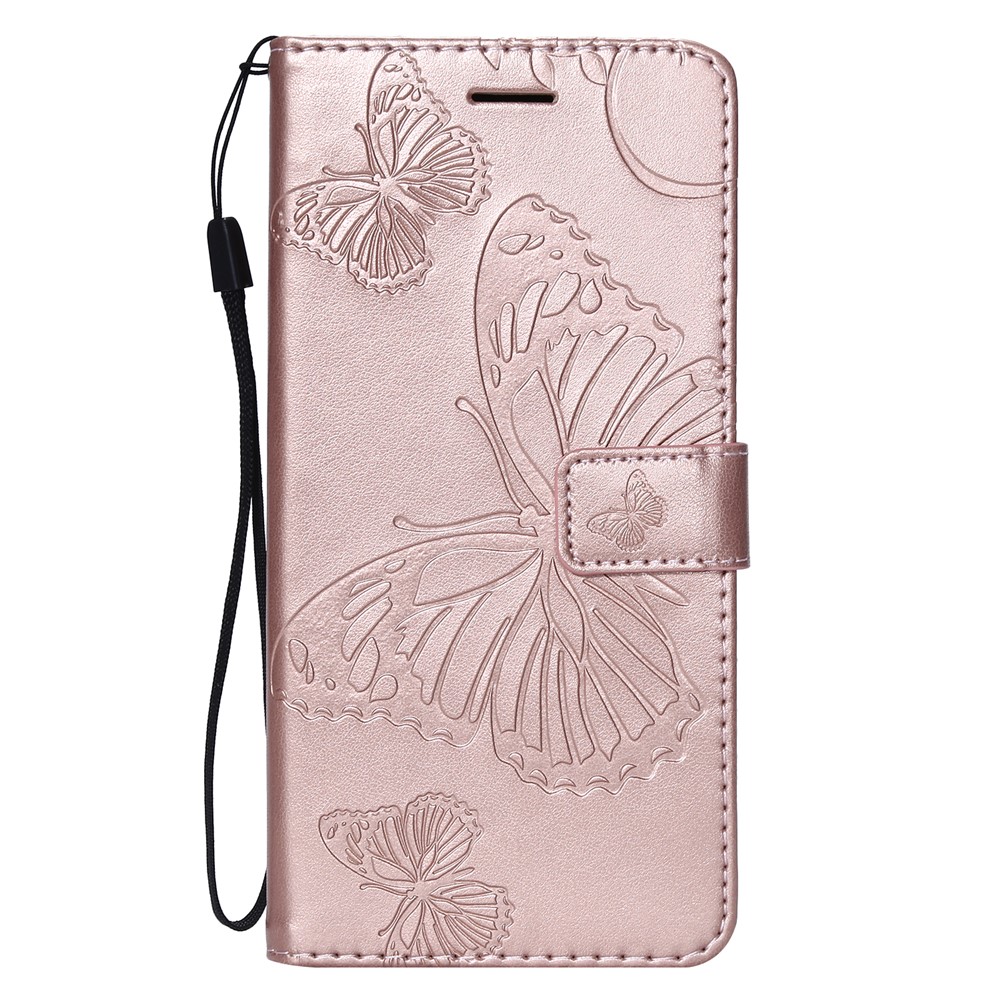 Imprint Vivid Butterfly Flower Leather Wallet Magnetic Stand Cover for Huawei Mate 20 Lite - Rose Gold-2